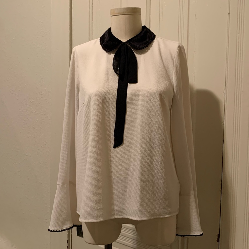 White Silky Long Sleeve Top